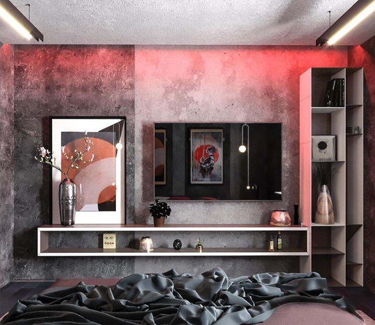Thiết kế nội thất hiện đại với tông màu đỏ và xám theo phong cách Nhật Bản - Ảnh 11.