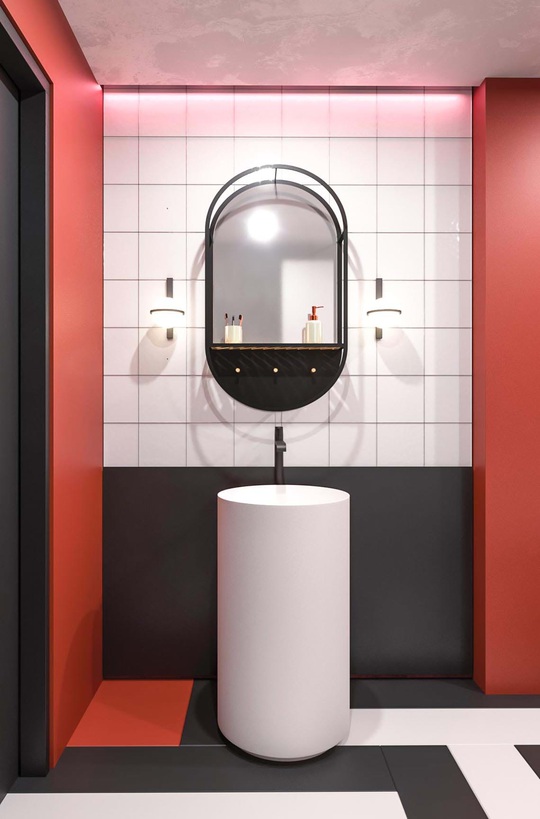Thiết kế nội thất hiện đại với tông màu đỏ và xám theo phong cách Nhật Bản - Ảnh 13.