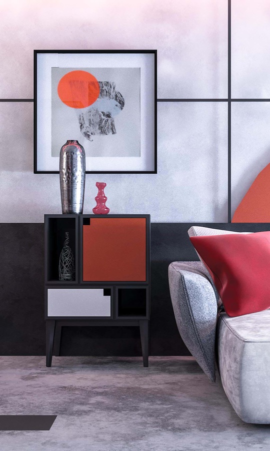Thiết kế nội thất hiện đại với tông màu đỏ và xám theo phong cách Nhật Bản - Ảnh 4.