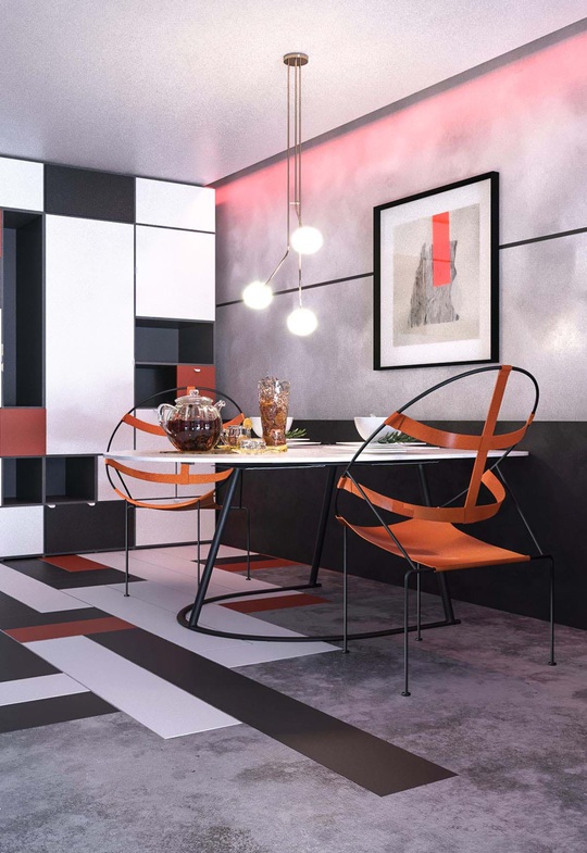 Thiết kế nội thất hiện đại với tông màu đỏ và xám theo phong cách Nhật Bản - Ảnh 5.