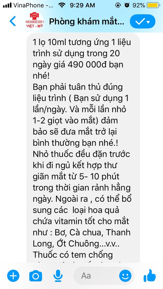 1 phòng khám mạo danh Bệnh viện Mắt Sài Gòn để trục lợi? - Ảnh 2.