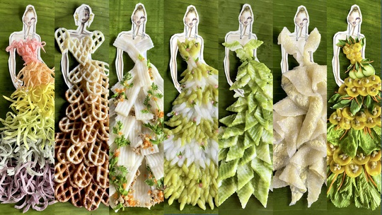 Bộ sưu tập thời trang làm từ món bánh miền Tây nhận kỷ lục Việt Nam - Ảnh 6.