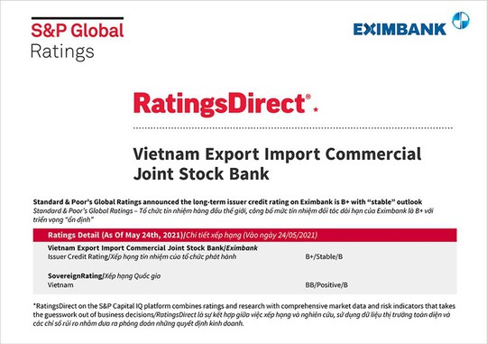 S&P Global Ratings giữ nguyên mức tín nhiệm đối tác dài hạn của Eximbank - Ảnh 1.