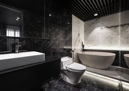 10 thiết kế phòng tắm cho người thích màu trầm - Ảnh 2.