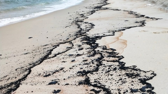 Gần 3km bờ biển Quảng Bình bất ngờ xuất hiện vệt dầu lạ - Ảnh 1.