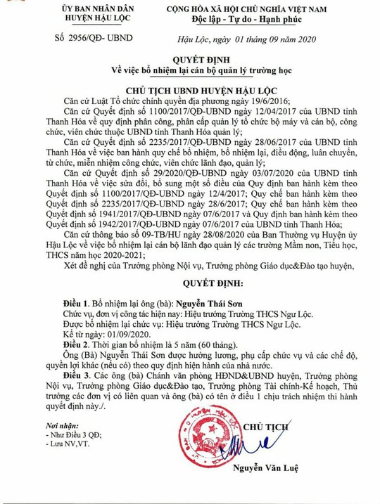 Chủ tịch huyện bổ nhiệm cán bộ đúng ngày thông báo nghỉ hưu: Thanh tra cần vào cuộc làm rõ - Ảnh 2.