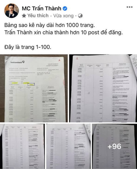 Trấn Thành tung 100 trang sao kê hoạt động từ thiện và gửi tâm thư - Ảnh 2.