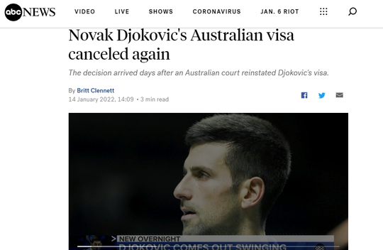 Djokovic bị hủy visa lần 2, không thể dự Giải Úc mở rộng 2022 - Ảnh 1.