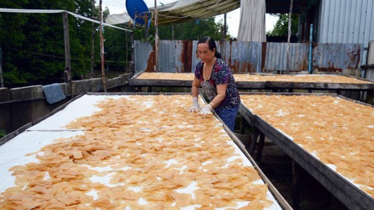 Nhộn nhịp làng nghề bánh phồng tôm đặc sản ở Cà Mau - Ảnh 1.