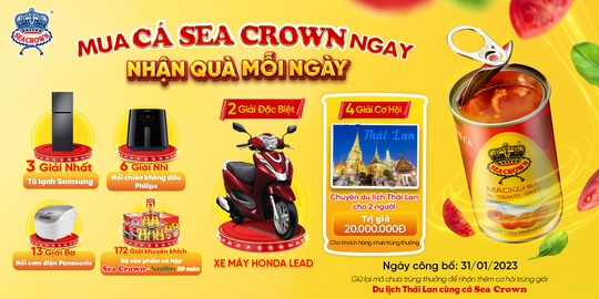 Mua cá hộp Sea Crown, nhận quà mỗi ngày - Ảnh 1.