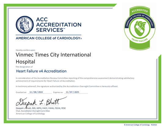2 bệnh viện Vinmec đạt chuẩn ACC (Mỹ) về quản lý và điều trị suy tim - Ảnh 1.