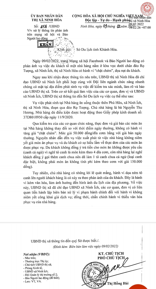 Vụ du khách tố quán chặt chém, dọa nạt ở Khánh Hòa: Lập biên bản, chủ quán thừa nhận sai - Ảnh 1.