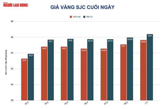 Giá vàng hôm nay 2-3: Vàng SJC lại nhảy vọt lên 67 triệu đồng/lượng - Ảnh 2.