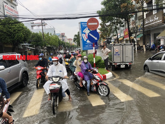 CLIP: Mưa cực lớn, đường phố Bạc Liêu chìm trong biển nước - Ảnh 5.
