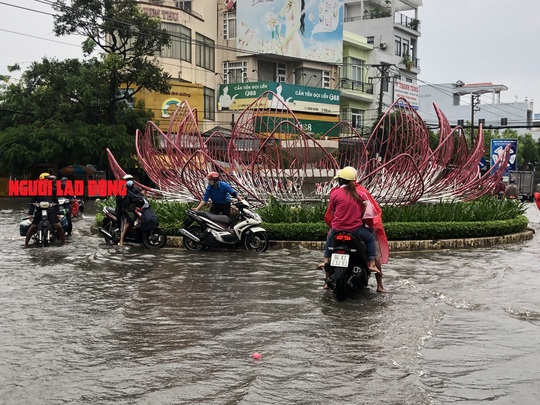 CLIP: Mưa cực lớn, đường phố Bạc Liêu chìm trong biển nước - Ảnh 10.