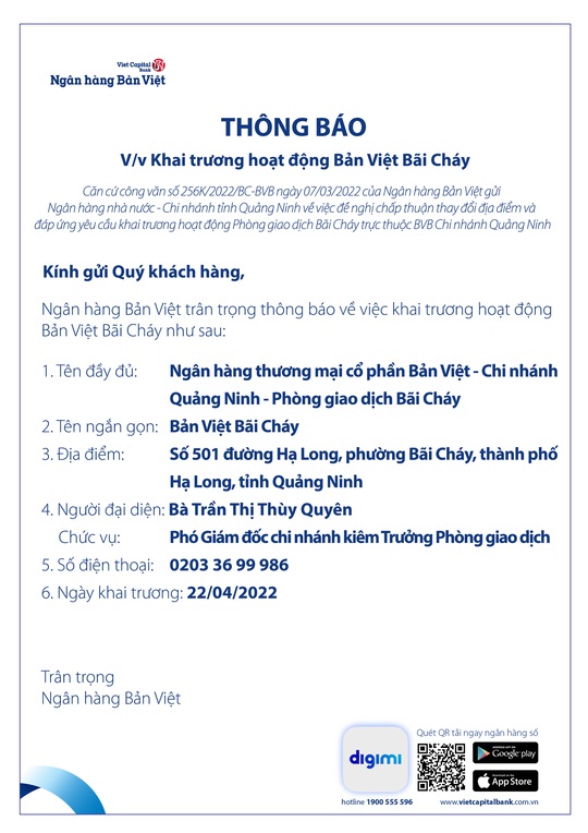 Thông báo khai trương hoạt động Bản Việt Bãi Cháy - Ảnh 1.