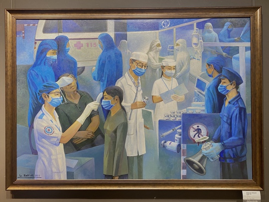 Triển lãm mỹ thuật kỷ niệm 132 năm Ngày sinh Chủ tịch Hồ Chí Minh - Ảnh 6.
