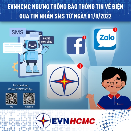 EVNHCMC: Ngừng nhắn tin SMS từ ngày 1-8-2022 - Ảnh 2.