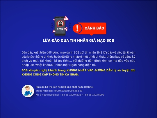 SCB cảnh báo lừa đảo qua tin nhắn giả mạo - Ảnh 1.