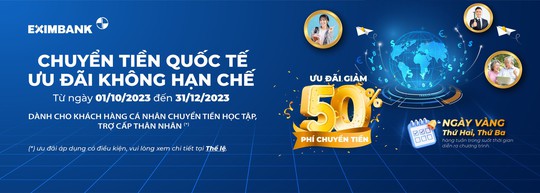 Eximbank giảm 50% phí chuyển tiền quốc tế - Ảnh 1.