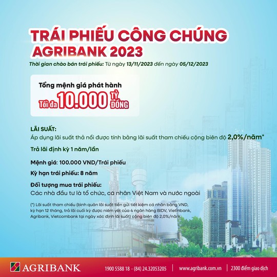 Agribank phát hành 10.000 tỉ đồng trái phiếu ra công chúng năm 2023 - Ảnh 2.