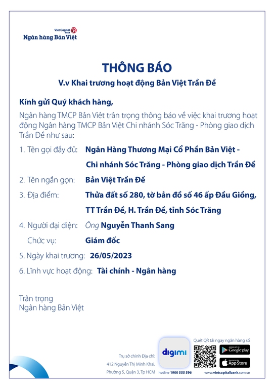 Khai trương hoạt động Bản Việt Trần Đề - Ảnh 1.