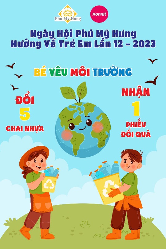 Đổi chai nhựa lấy quà tại Ngày hội “Phú Mỹ Hưng - Hướng về trẻ em” - Ảnh 1.