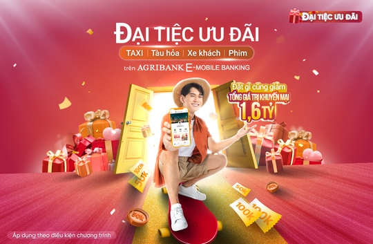 Đại tiệc ưu đãi: Bùng nổ khuyến mại đến 100.000 đồng trên Agribank E-Mobile Banking - Ảnh 1.