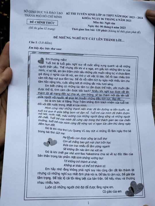 Nhật ký Đặng Thùy Trâm, thơ Lưu Quang Vũ vào đề thi tuyển sinh lớp 10 TP HCM - Ảnh 2.