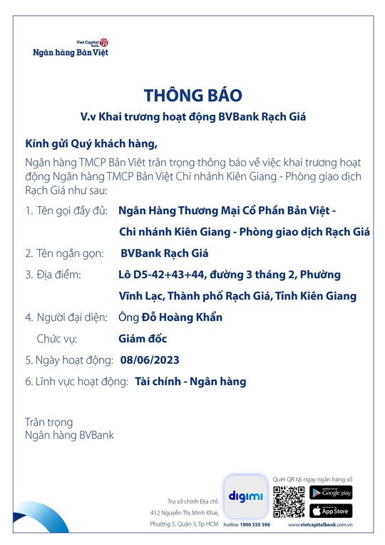 Khai trương hoạt động Bản Việt Rạch Giá - Ảnh 1.