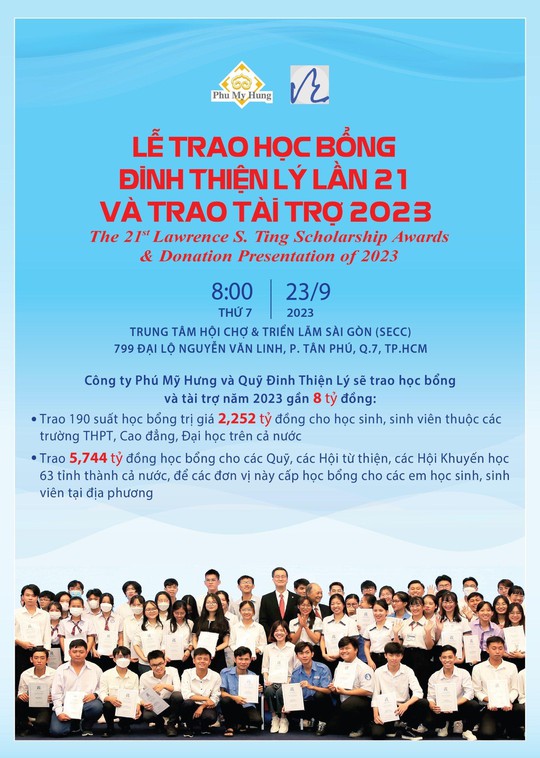 Công ty Phú Mỹ Hưng và Quỹ Đinh Thiện Lý trao tặng học bổng gần 8 tỉ đồng - Ảnh 1.