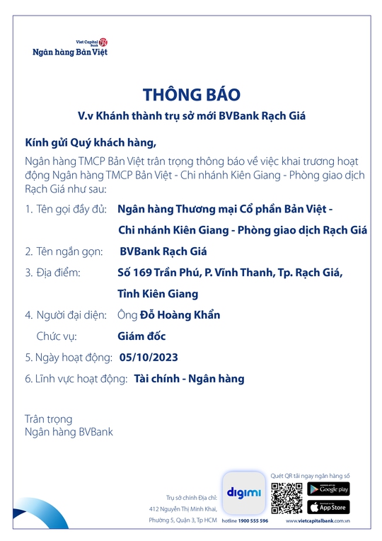 Khánh thành trụ sở mới BVBank Rạch Giá - Ảnh 1.