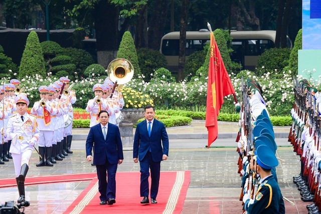 Cận cảnh Thủ tướng Phạm Minh Chính chủ trì lễ đón Thủ tướng Campuchia Hun Manet- Ảnh 13.
