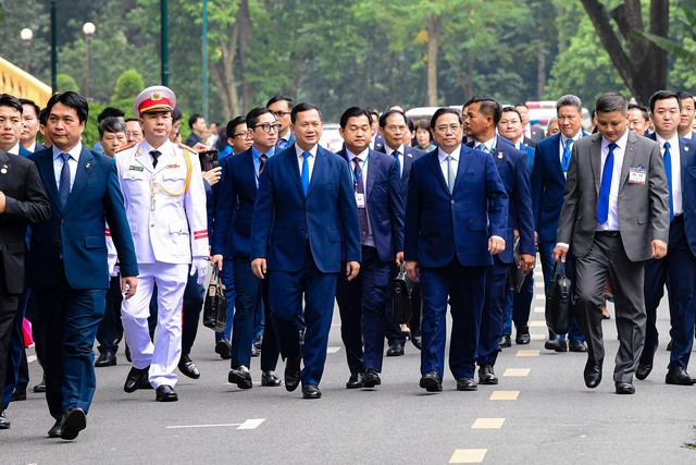 Cận cảnh Thủ tướng Phạm Minh Chính chủ trì lễ đón Thủ tướng Campuchia Hun Manet- Ảnh 16.