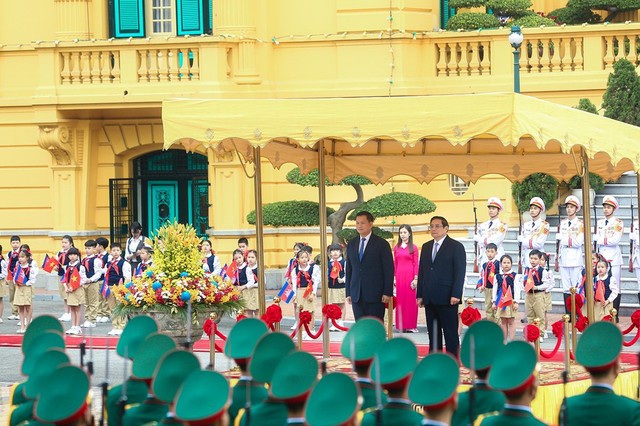 Cận cảnh Thủ tướng Phạm Minh Chính chủ trì lễ đón Thủ tướng Campuchia Hun Manet- Ảnh 8.