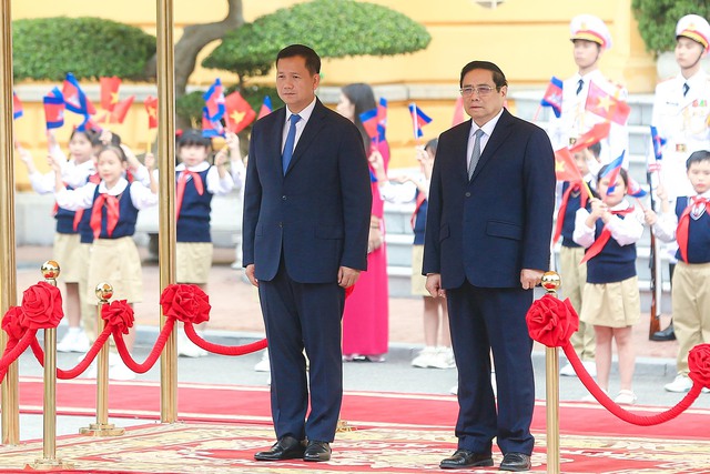 Cận cảnh Thủ tướng Phạm Minh Chính chủ trì lễ đón Thủ tướng Campuchia Hun Manet- Ảnh 11.