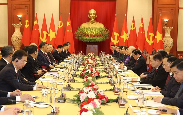 Hội đàm giữa Tổng Bí thư Nguyễn Phú Trọng và Tổng Bí thư, Chủ tịch nước Trung Quốc Tập Cận BìnhẢnh: TTXVN
