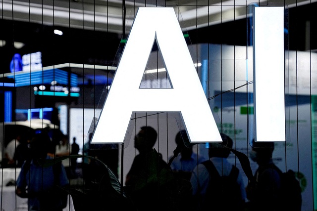 Bảng hiệu AI tại Hội nghị Trí tuệ nhân tạo thế giới (WAIC) ở TP Thượng Hải - Trung Quốc hồi tháng 7-2023 Ảnh: REUTERS