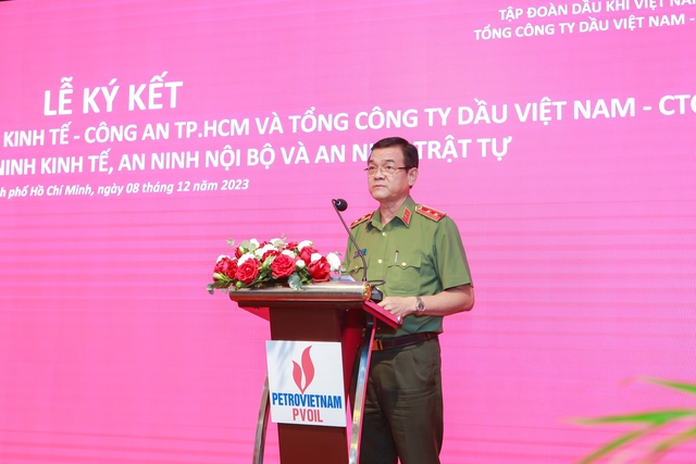 Trung tướng Lê Hồng Nam - Giám đốc CATP phát biểu tại Lễ ký kết