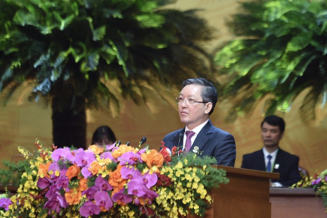 Ông Lương Quốc Đoàn, Chủ tịch Ban Chấp hành Trung ương Hội Nông dân Việt Nam khóa VII, phát biểu
