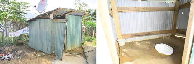 Nhà vệ sinh tại điểm trường mầm non Nậm Mười chỉ là công trình quây tạm cho cả học sinh nam nữ sử dụng, cách xa phòng học, gần bãi rác, không nước dội rửa, không có chậu rửa tay…