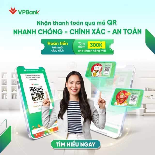 Khách hàng nhận thanh toán bằng mã QR của VPBank được nhận nhiều ưu đãi hấp dẫn