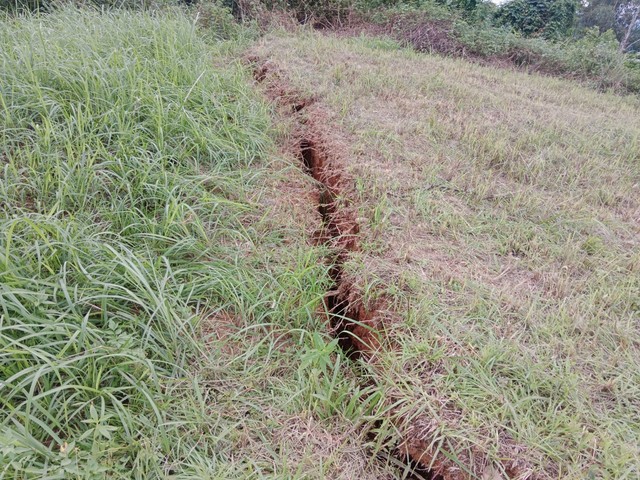 Mặt đất xuất hiện vệt nứt lớn kéo dài hàng chục mét tại Quảng Nam- Ảnh 1.