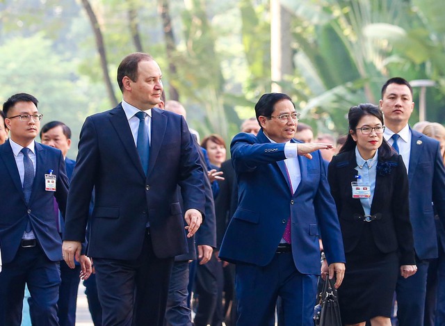 Cận cảnh Thủ tướng Phạm Minh Chính chủ trì lễ đón Thủ tướng Belarus- Ảnh 8.