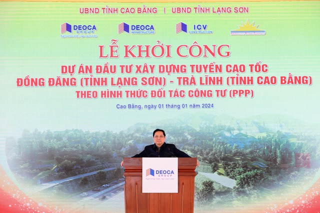 Thủ tướng Phạm Minh Chính phát biểu tại lễ khởi công cao tốc Đồng Đăng - Trà Lĩnh