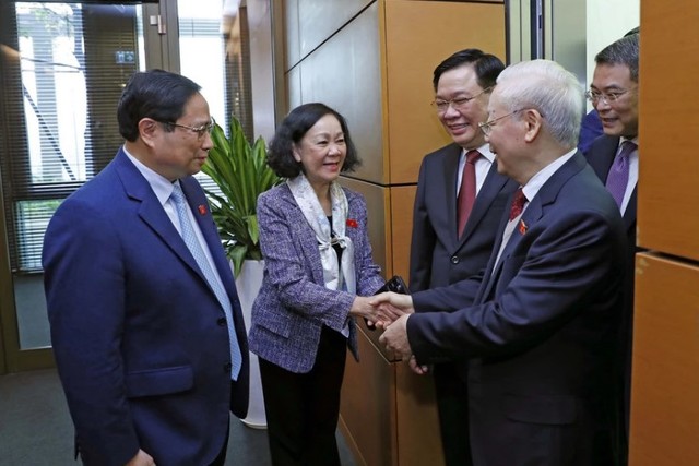 Cận cảnh Tổng Bí thư Nguyễn Phú Trọng dự kỳ họp bất thường của Quốc hội- Ảnh 3.