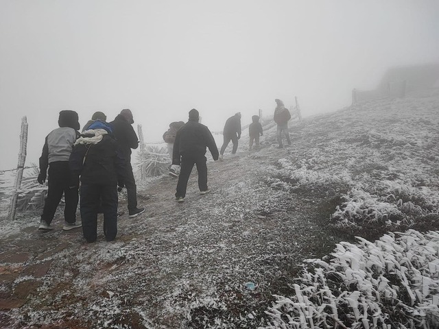 Băng tuyết phủ trắng đỉnh Mẫu Sơn, du khách kéo lên ngắm- Ảnh 5.