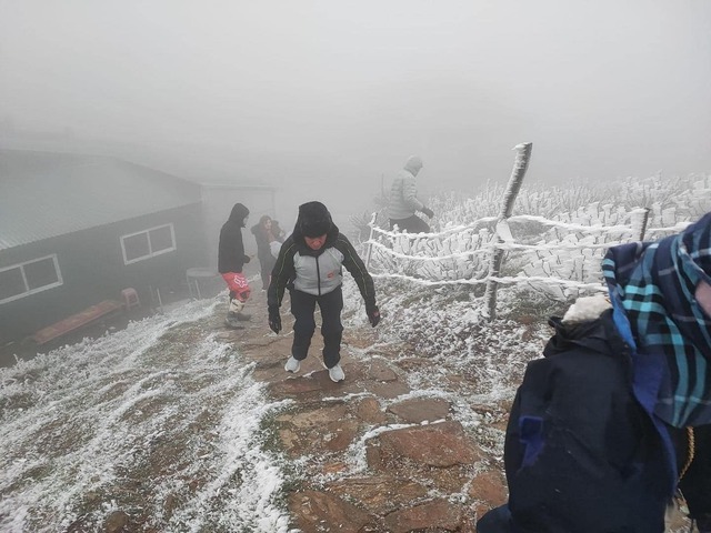 Băng tuyết phủ trắng đỉnh Mẫu Sơn, du khách kéo lên ngắm- Ảnh 2.