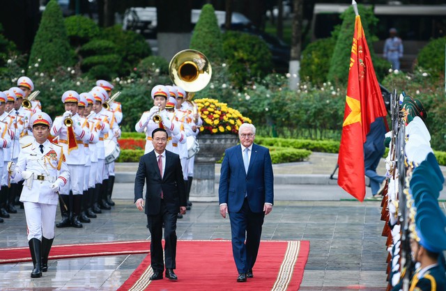 Chủ tịch nước Võ Văn Thưởng và Phu nhân đón Tổng thống Đức và Phu nhân- Ảnh 8.