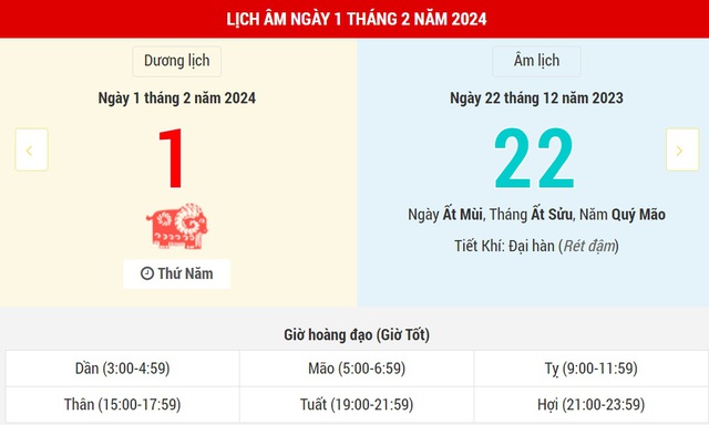 Lịch Âm hôm nay (1-2) và những thông tin liên quan- Ảnh 1.